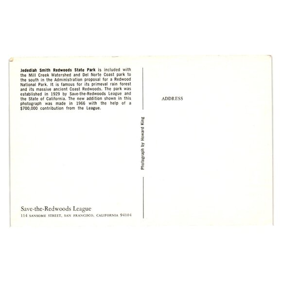 Jedediah Smith Redwoods Park Postcard Coast Rain Forest Ancient Redwoods Views - Picture 2 of 2
